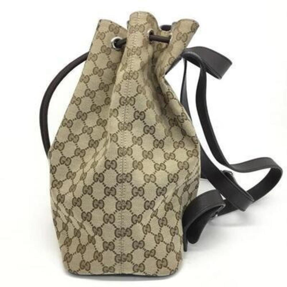 Gucci Backpack Leather Drawstring Brown Beige - image 3